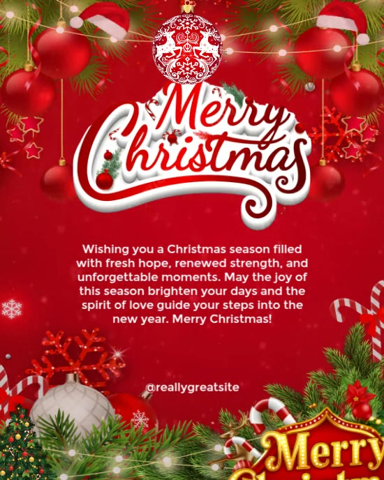 Copy of Red Joyful Merry Christmas Greeting Instagram Portrait ...
