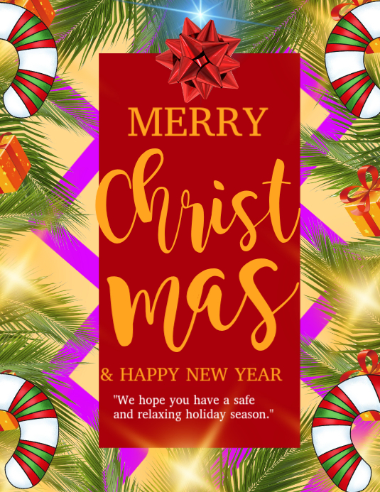 Plantilla de Red Joyful Merry Christmas Happy New Year Flyer | PosterMyWall