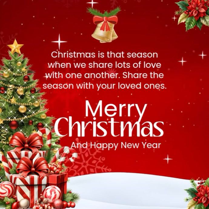 Red Joyful Merry Christmas Instagram Post Template | PosterMyWall