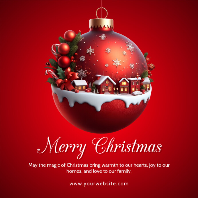 Red Joyful Merry Christmas Instagram Post Template | PosterMyWall