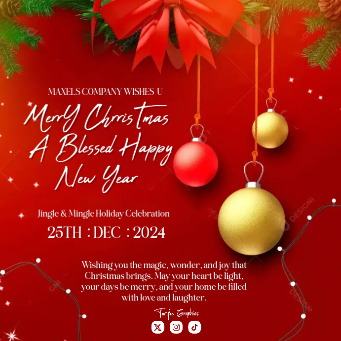 Red Joyful Merry Christmas Instagram Post Template | PosterMyWall