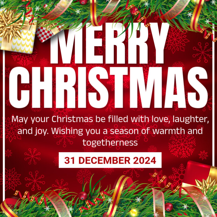 Red joyful merry christmas instagram post Template | PosterMyWall
