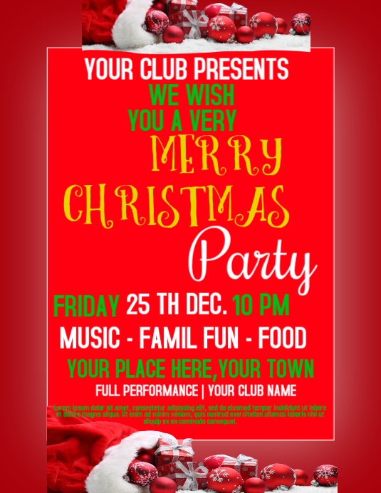 Red Joyful Merry Christmas Party Flyer Template | PosterMyWall