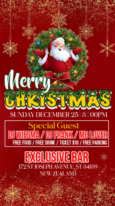 Red Joyful Merry Christmas Party Invitation Instagram Story Template ...