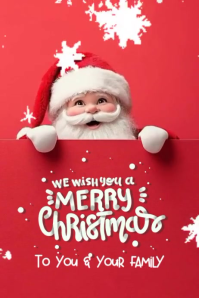 Red Joyful Merry Christmas Video Poster template