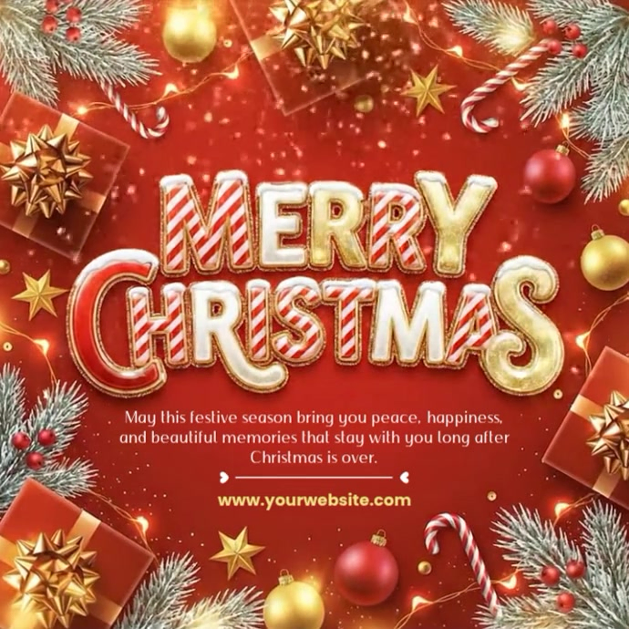 Red Joyful Merry Christmas Wish Instagram Post Template | PosterMyWall