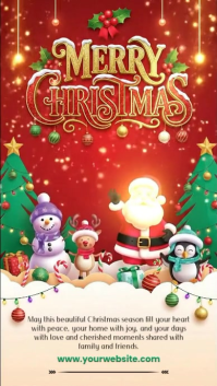 Red Joyful Merry Christmas Wish Instagram Story template
