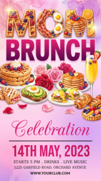 Red Mother's Day Brunch Celebration Instagram Story Template