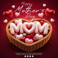 Red Joyful Mother's Day Square Video template