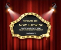 Red Joyful Movie Night/ Movie & Theatre  Medium Rectangle template