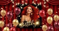 Red Joyful Movie Red Ballons And Film Birthday Facebook Shared Image template
