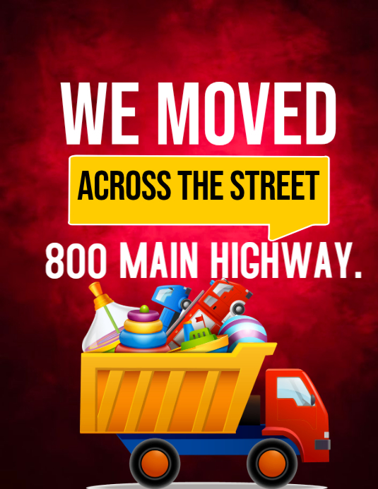 Red Joyful Moving Announcement Flyer Template | PosterMyWall