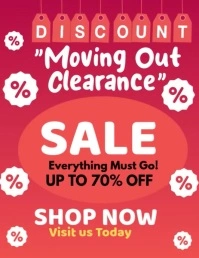 Red Joyful Moving Out Clearance Sale Graphics Flyer (us Letter) template
