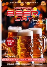Red Joyful National Beer Day Celebration  A1 template