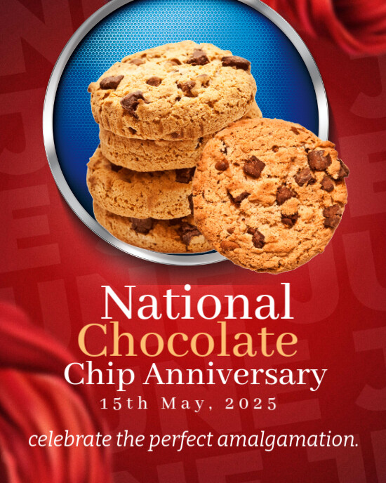 Red Joyful National Chocolate Chip Day Instagram Portrait template