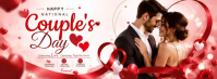 Red Joyful National Couple's Day Facebook Cover Photo | Romantic Love & Relationship Banner Template