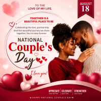 Red Joyful National Couple's Day Instagram Post | Romantic Love Celebration Template