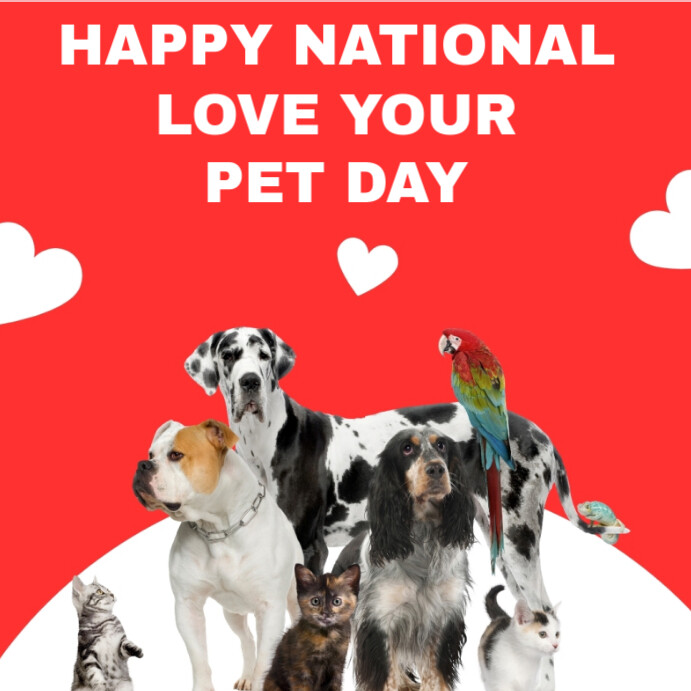 Red Joyful National Love Your Pet Day Instagram Post Template