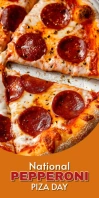 Red Joyful National Pepperoni Pizza Day Roll Up Banner 3' × 6' Oprolbanier 3'×6' template