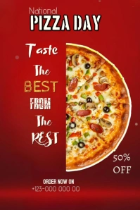 Red Joyful National Pizza Day Tumblr Graphic template