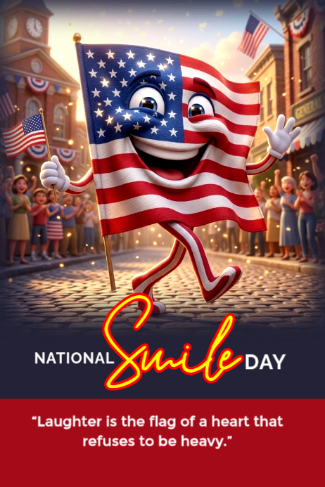 Red Joyful National Smile Day Poster Template | PosterMyWall