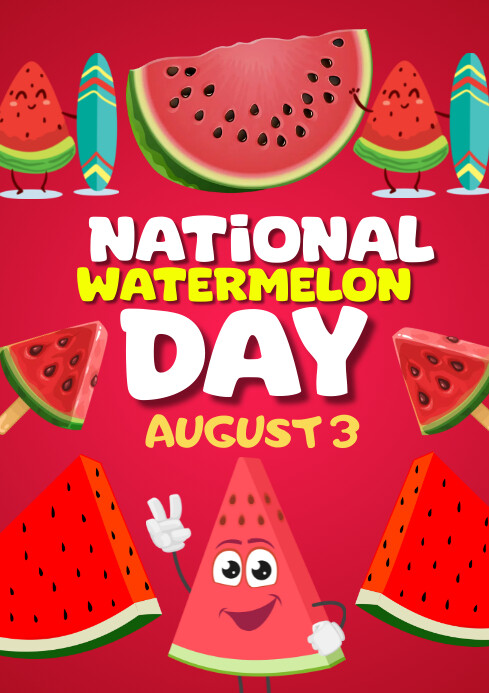 Red Joyful National Watermelon  A4 template