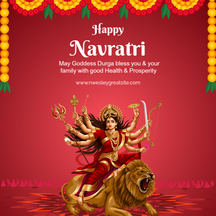 Red Joyful Navratri Square (1:1) template