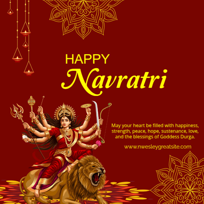 Red Joyful Navratri Square (1:1) template