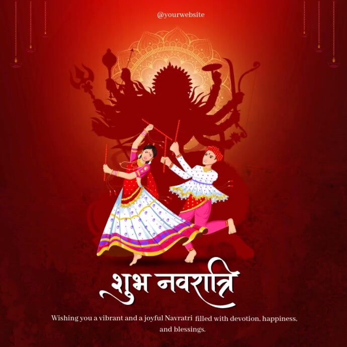 Red Joyful Navratri  Square (1:1) template