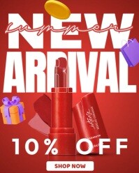 Red Joyful New Arrivals Lipstick Ad Instagram Portrait template