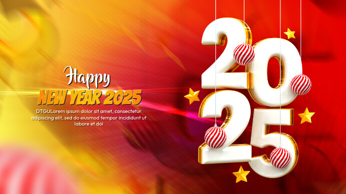 Red Joyful New Year 2025 Invitation Banner Digital Display (16:9 Red Joyful New Year 2025 Invitation Banner Digital Display (16:9