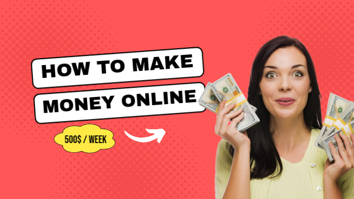 Red Joyful Online Money Making YouTube Thumbnail Template | PosterMyWall