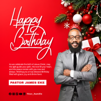 Red Joyful Pastors Christmas Birthday Square (1:1) template