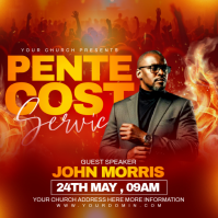 Red Joyful Pentecost Service Instagram Post template