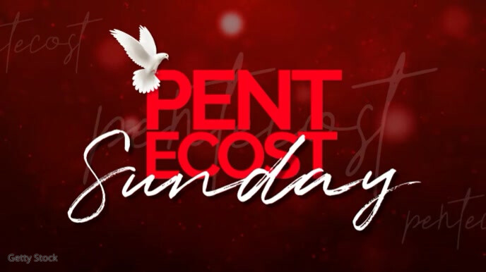 Red Joyful Pentecost Sunday Digital Display (16:9) template