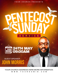 Red Joyful Pentecost Sunday Service Flyer Volante (Carta US) template