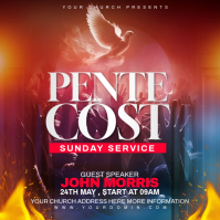 Red Joyful Pentecost Sunday Service Instagram Post template