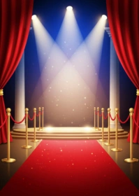 Red Joyful Performance Stage Background  A6 template