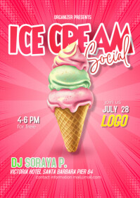 Rouge Ice Cream Social Event A4 Template