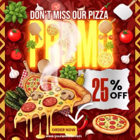 Red Joyful Pizza Promotion Square Video Vierkant (1:1) template