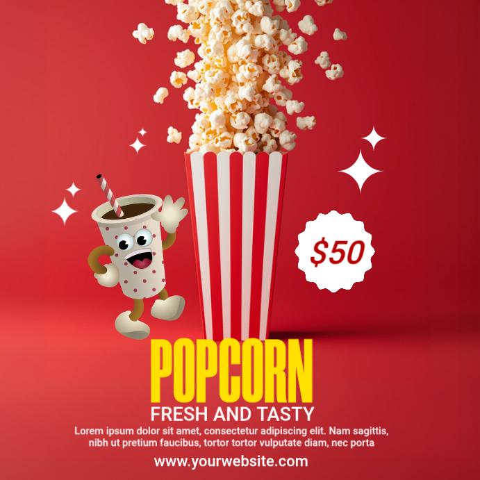 Red Joyful Popcorn Promotion Instagram Post Template | PosterMyWall