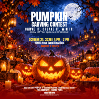 Red Pumpkin Carving Contest Pos Instagram Template