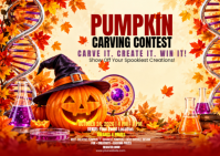 Yellow Pumpkin Carving Contest Ikhadi leposi Template