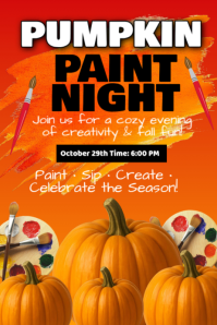 Red Pumpkin Paint Night Poster Template