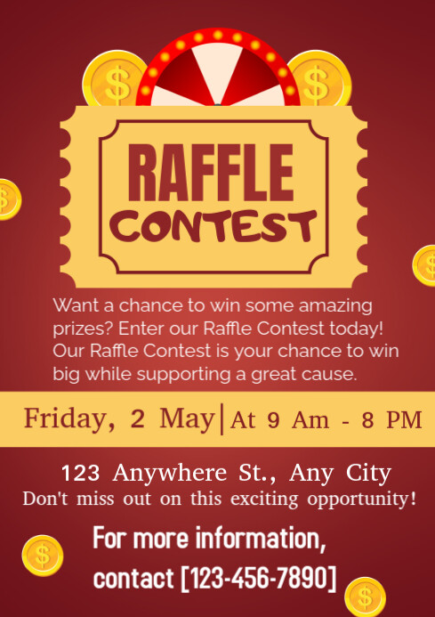 Red Raffle Sheet Red Joyful Raffle Contest A4 Template | PosterMyWall