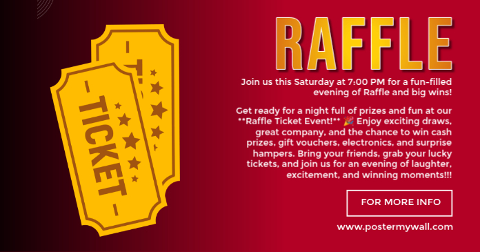 Sharing Raffle Red Raffle Event Facebook Post Template | PosterMyWall