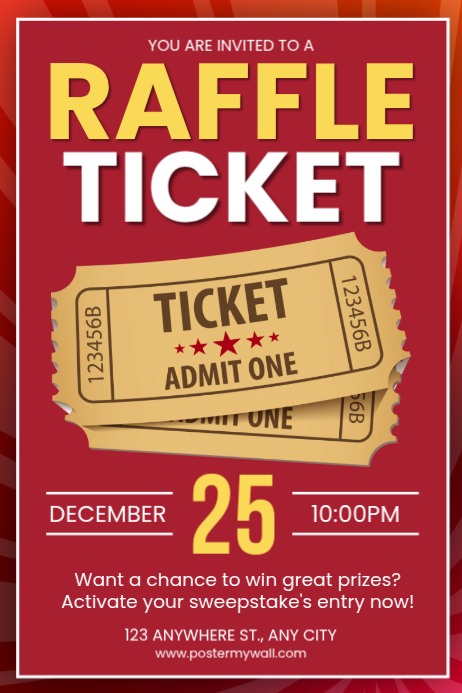Sample Raffle Label Vector Red Red Joyful Raffle Ticket Event Poster Template | PosterMyWall