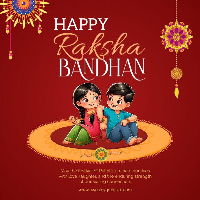 Red Joyful Raksha Bandhan Square (1:1) template