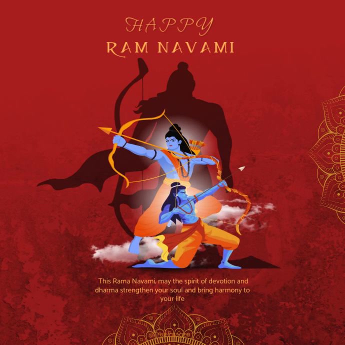 Red Joyful Ram Navami Instagram Post template