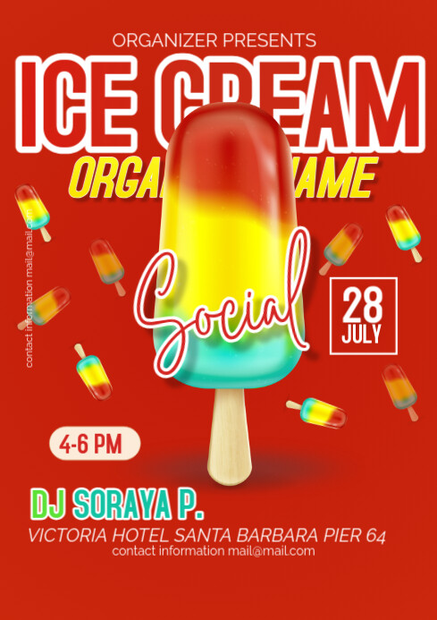 Red Joyful Red And Bright Icecream A4 template